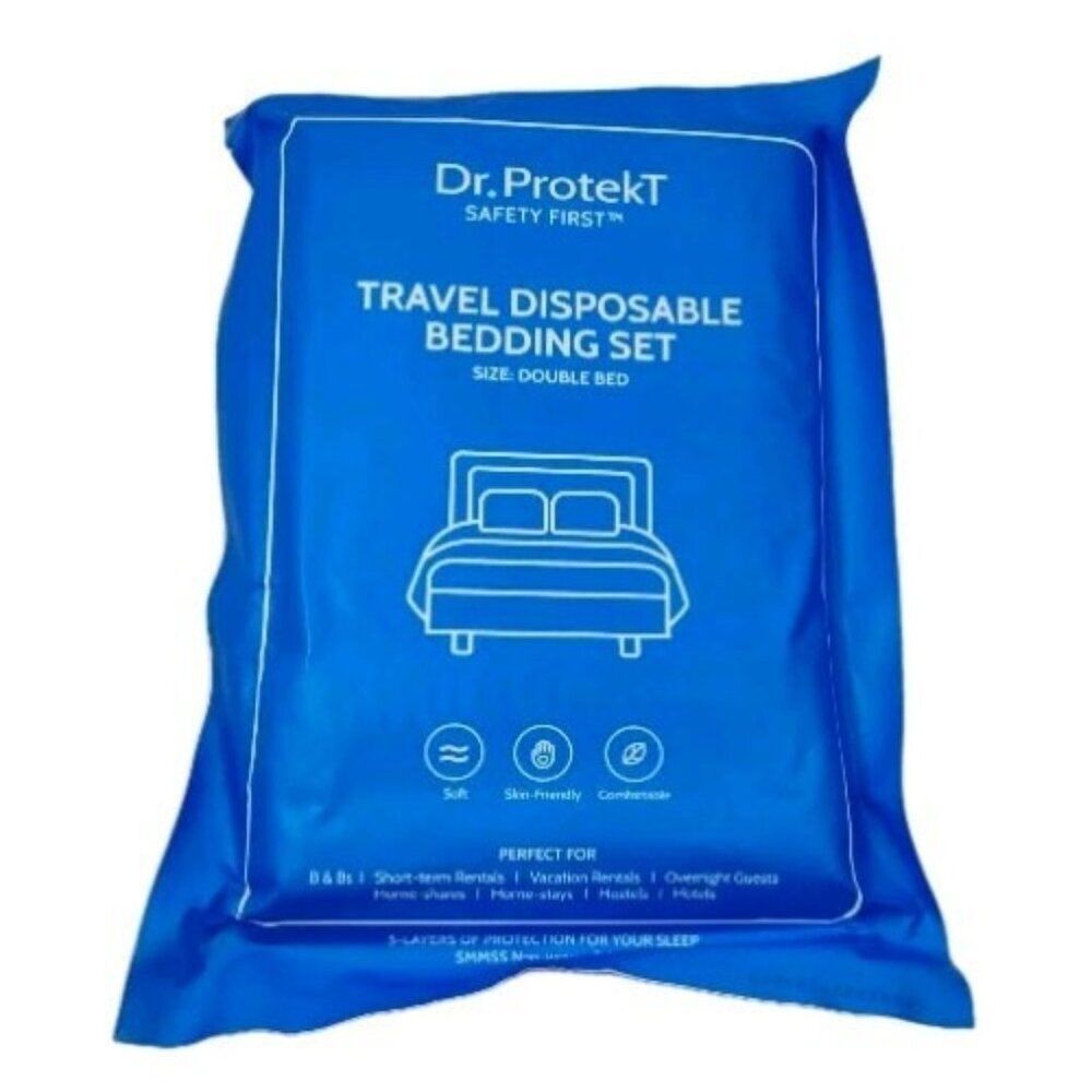 Disposable Travel Sheets Includes 1 Sheet 1 Duvet Cover and 2 Pillowcases